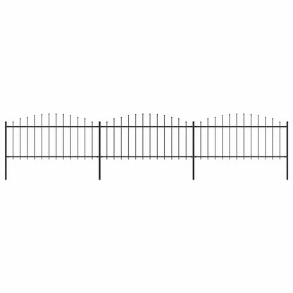 Garden Fence with Spear Top Steel 537x75 cm Black