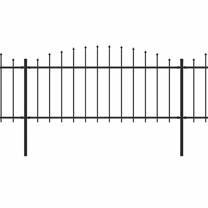 Garden Fence with Spear Top Steel 1070x75 cm Black
