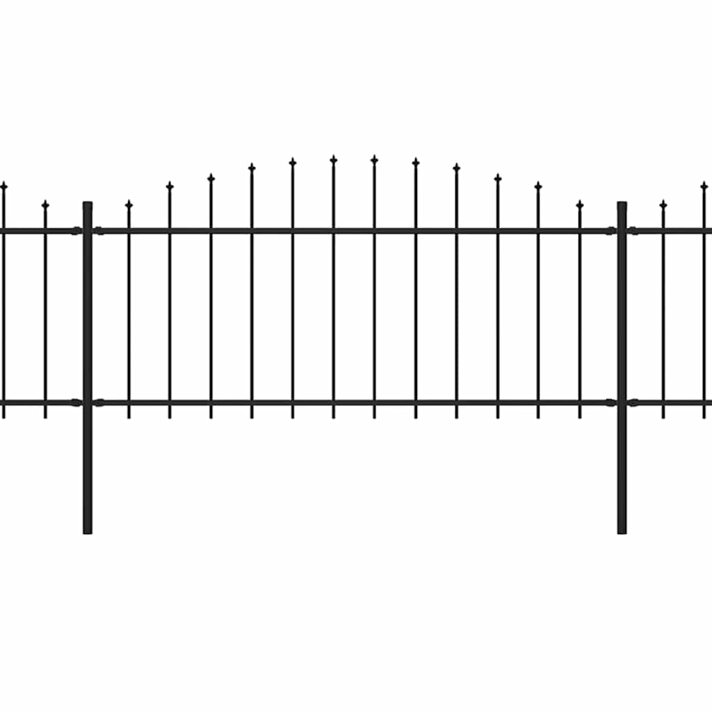 Garden Fence with Spear Top Steel (0.5-0.75)x11.9 m Black
