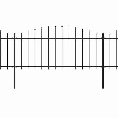 Garden Fence with Spear Top Steel (0.5-0.75)x11.9 m Black