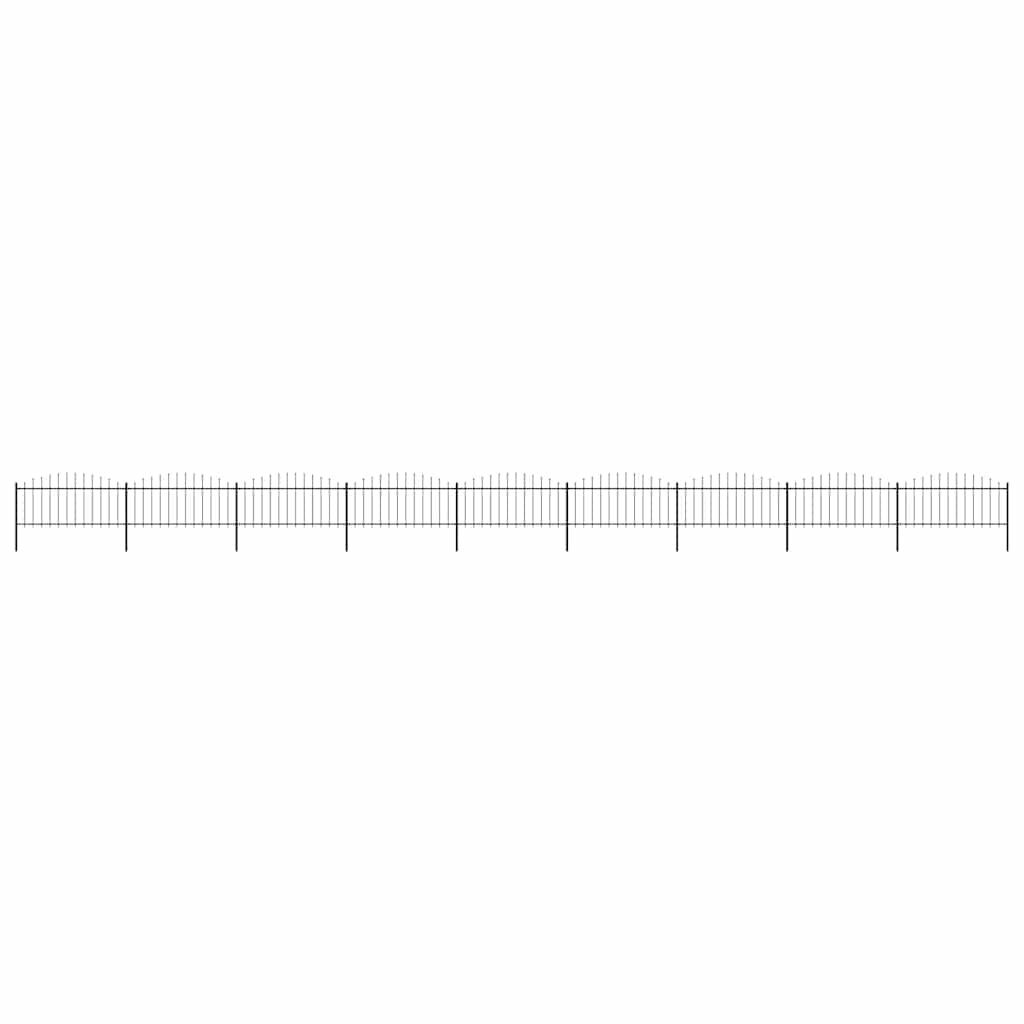 Garden Fence with Spear Top Steel 1603.5x75 cm Black