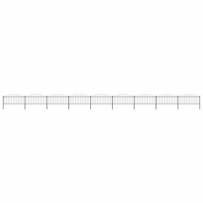 Garden Fence with Spear Top Steel 1603.5x75 cm Black