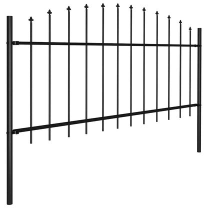 Garden Fence with Spear Top Steel 1603.5x75 cm Black