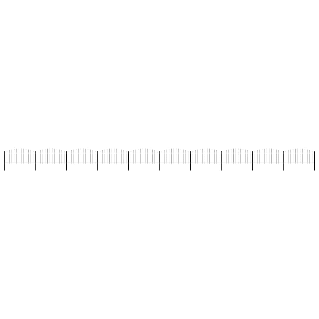 Garden Fence with Spear Top Steel 1781.5x75 cm Black
