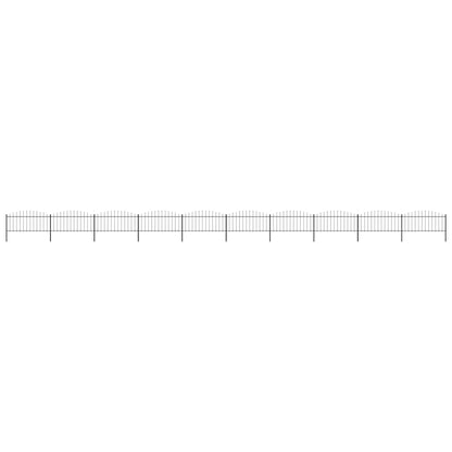 Garden Fence with Spear Top Steel 1781.5x75 cm Black