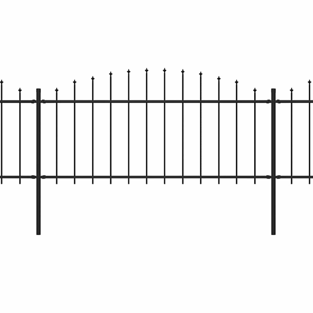Garden Fence with Spear Top Steel 1781.5x75 cm Black