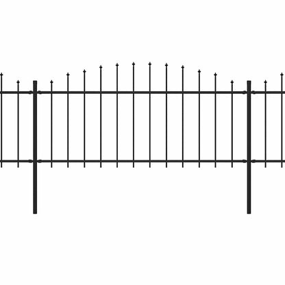 Garden Fence with Spear Top Steel 1781.5x75 cm Black