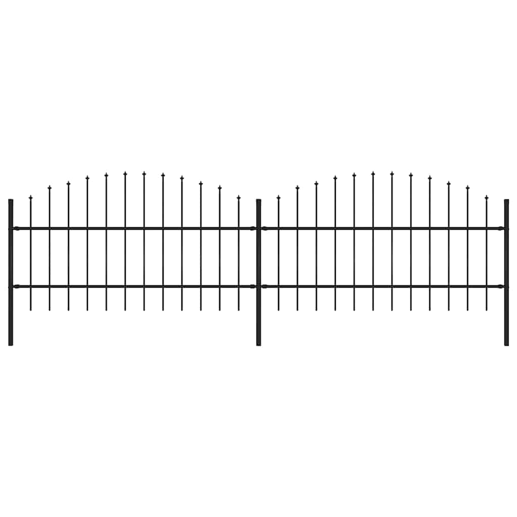 Garden Fence with Spear Top Steel 359x100 cm Black