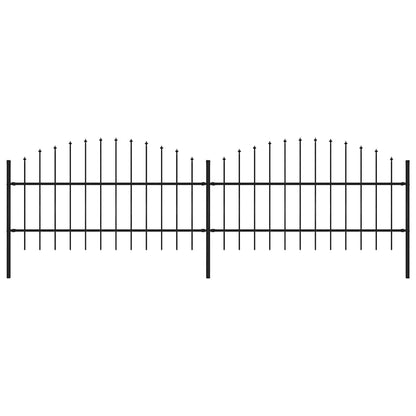Garden Fence with Spear Top Steel 359x100 cm Black