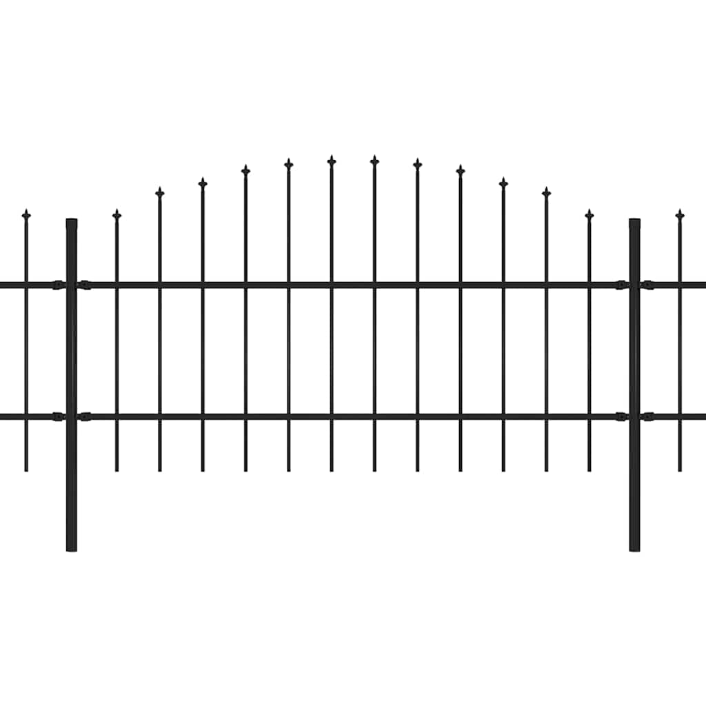 Garden Fence with Spear Top Steel 359x100 cm Black