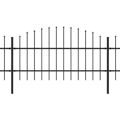Garden Fence with Spear Top Steel 359x100 cm Black