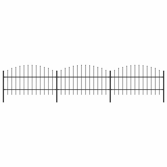 Garden Fence with Spear Top Steel 504x100 cm Black