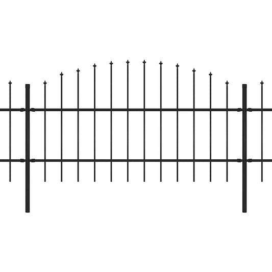 Garden Fence with Spear Top Steel 504x100 cm Black