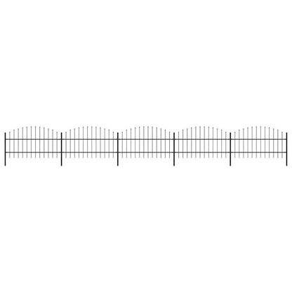 Garden Fence with Spear Top Steel 892.5x100 cm Black