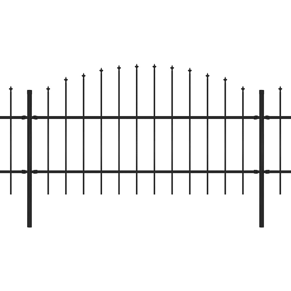 Garden Fence with Spear Top Steel 892.5x100 cm Black