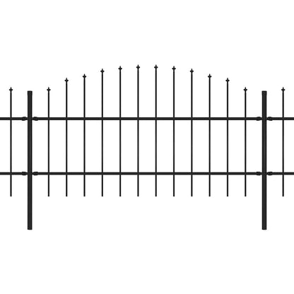 Garden Fence with Spear Top Steel 892.5x100 cm Black