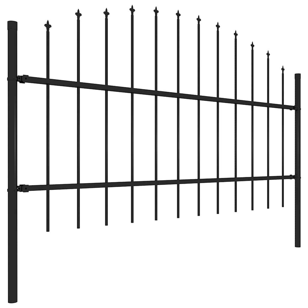 Garden Fence with Spear Top Steel 892.5x100 cm Black