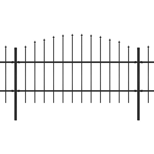 Garden Fence with Spear Top Steel 1339x100 cm Black