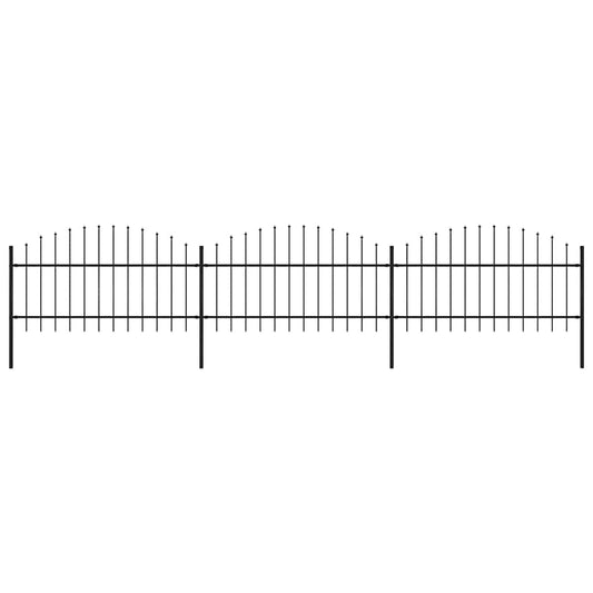 Garden Fence with Spear Top Steel 504x125 cm Black