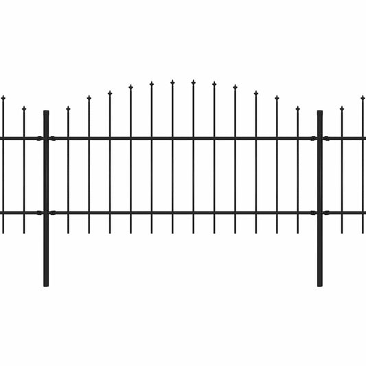 Garden Fence with Spear Top Steel 504x125 cm Black