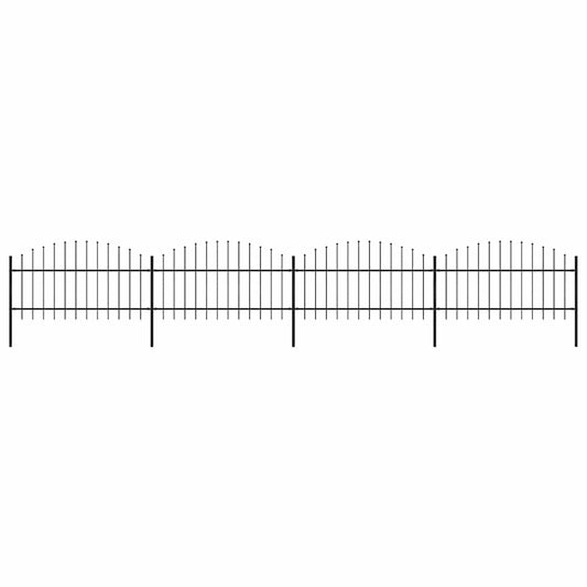 Garden Fence with Spear Top Steel 671x125 cm Black