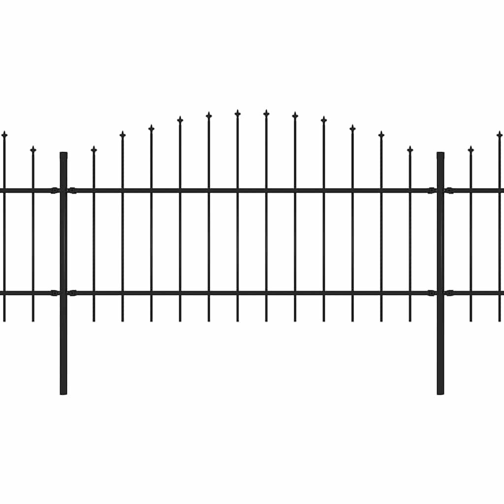 Garden Fence with Spear Top Steel 714.5x125 cm Black