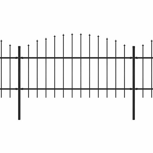 Garden Fence with Spear Top Steel 671x125 cm Black