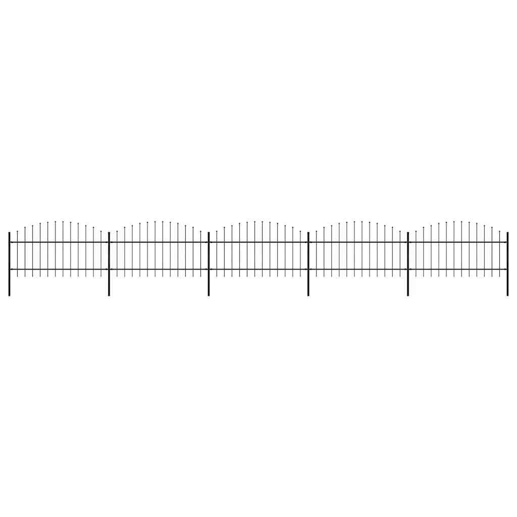Garden Fence with Spear Top Steel 892.5x125 cm Black