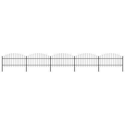 Garden Fence with Spear Top Steel 892.5x125 cm Black