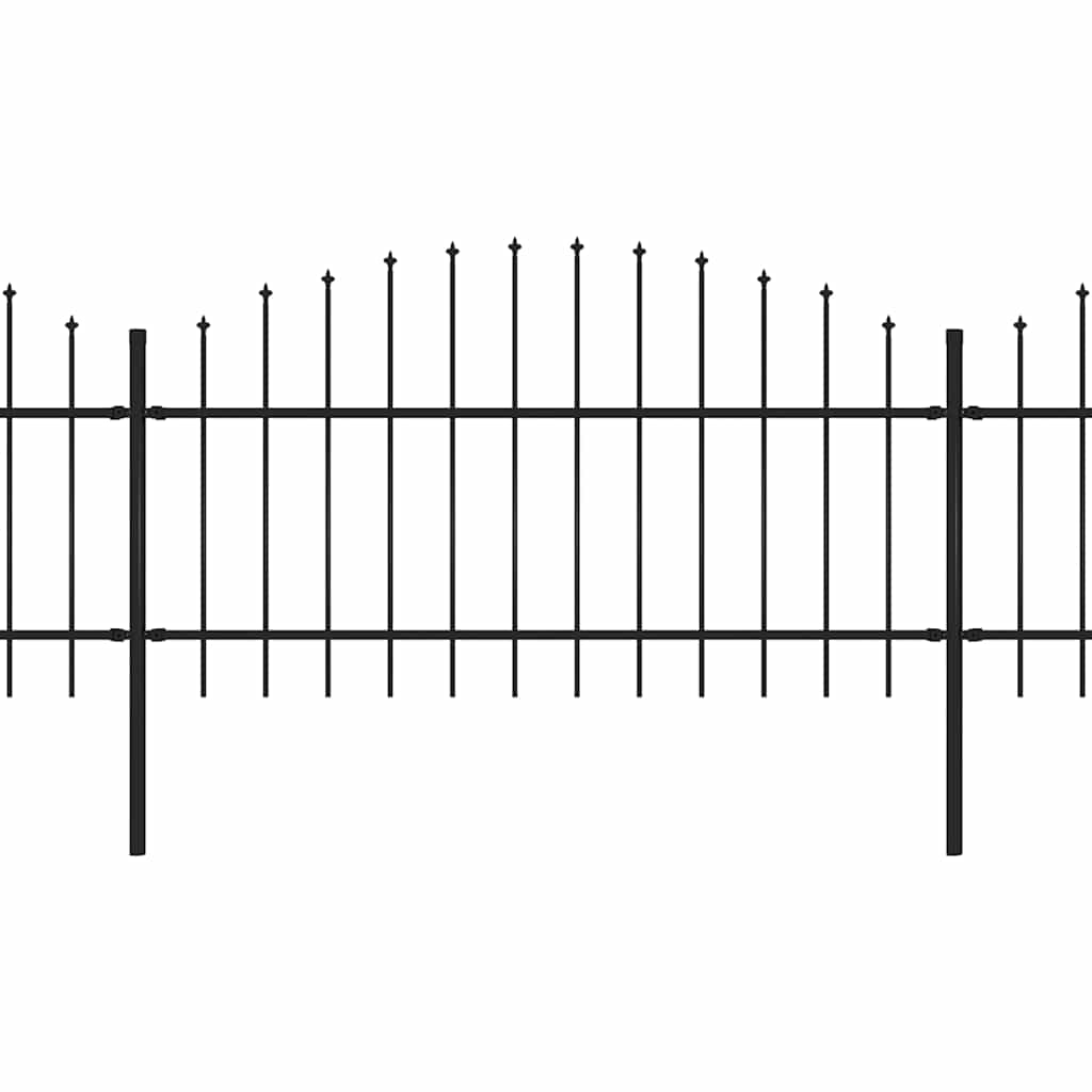 Garden Fence with Spear Top Steel 892.5x125 cm Black