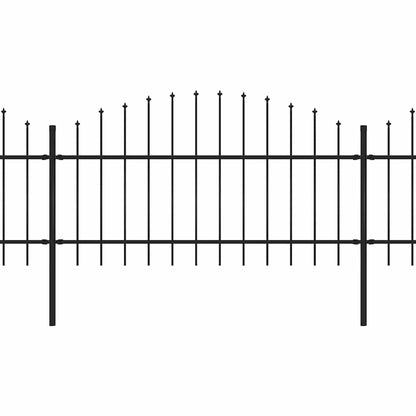 Garden Fence with Spear Top Steel 892.5x125 cm Black