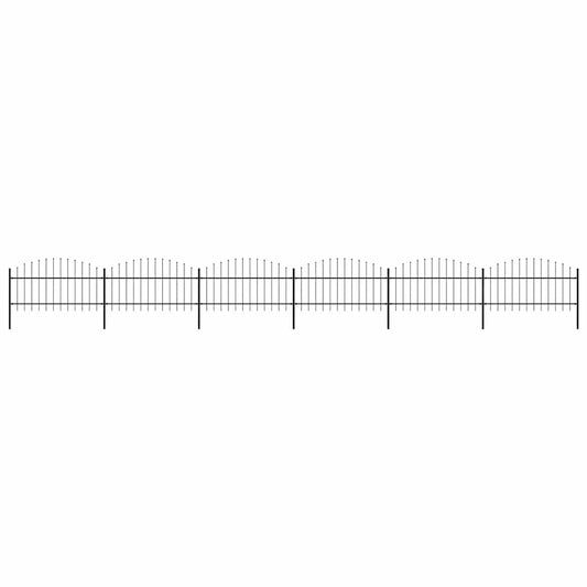 Garden Fence with Spear Top Steel 1005x125 cm Black
