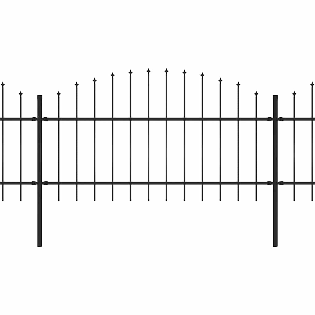 Garden Fence with Spear Top Steel 1070x125 cm Black