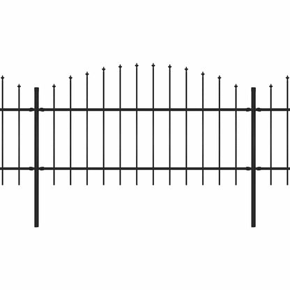 Garden Fence with Spear Top Steel 1070x125 cm Black