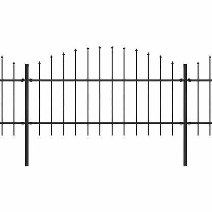 Garden Fence with Spear Top Steel 1248x125 cm Black
