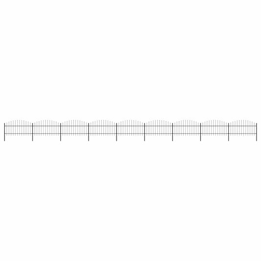 Garden Fence with Spear Top Steel 1506x125 cm Black