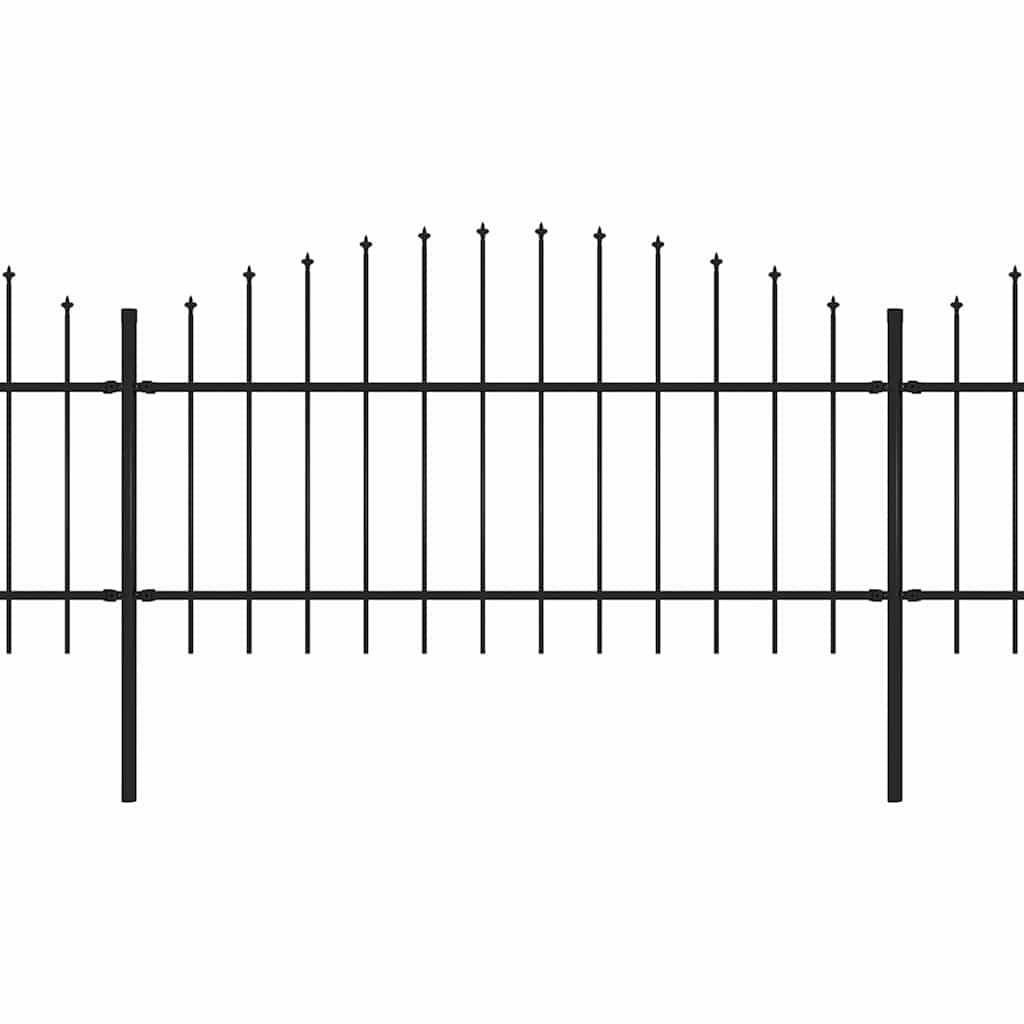 Garden Fence with Spear Top Steel 1603.5x125 cm Black