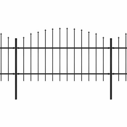 Garden Fence with Spear Top Steel 1603.5x125 cm Black
