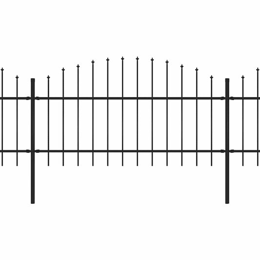 Garden Fence with Spear Top Steel 1506x125 cm Black