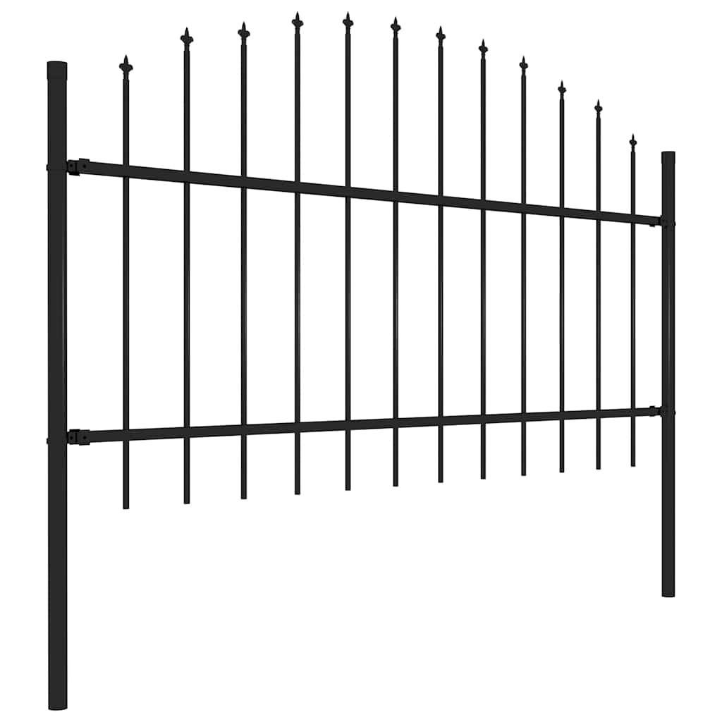 Garden Fence with Spear Top Steel 1603.5x125 cm Black