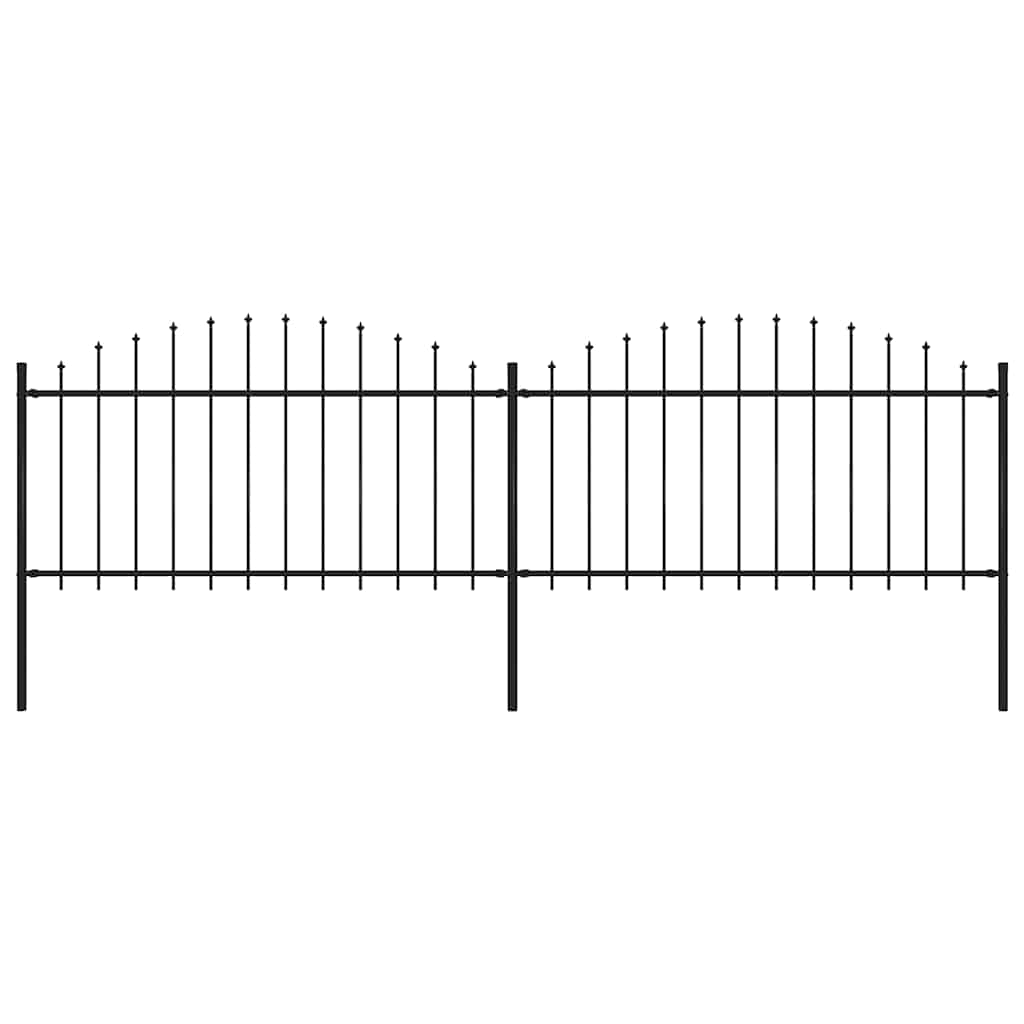 Garden Fence with Spear Top Steel 359x150 cm Black