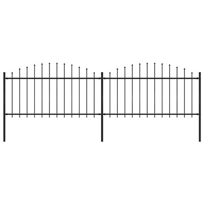 Garden Fence with Spear Top Steel 359x150 cm Black