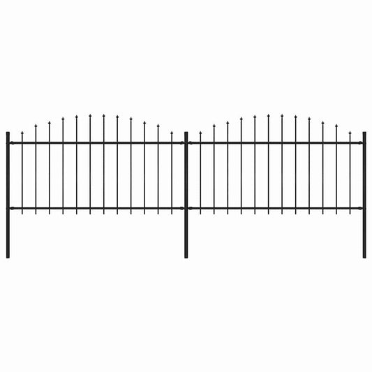 Garden Fence with Spear Top Steel 337x150 cm Black