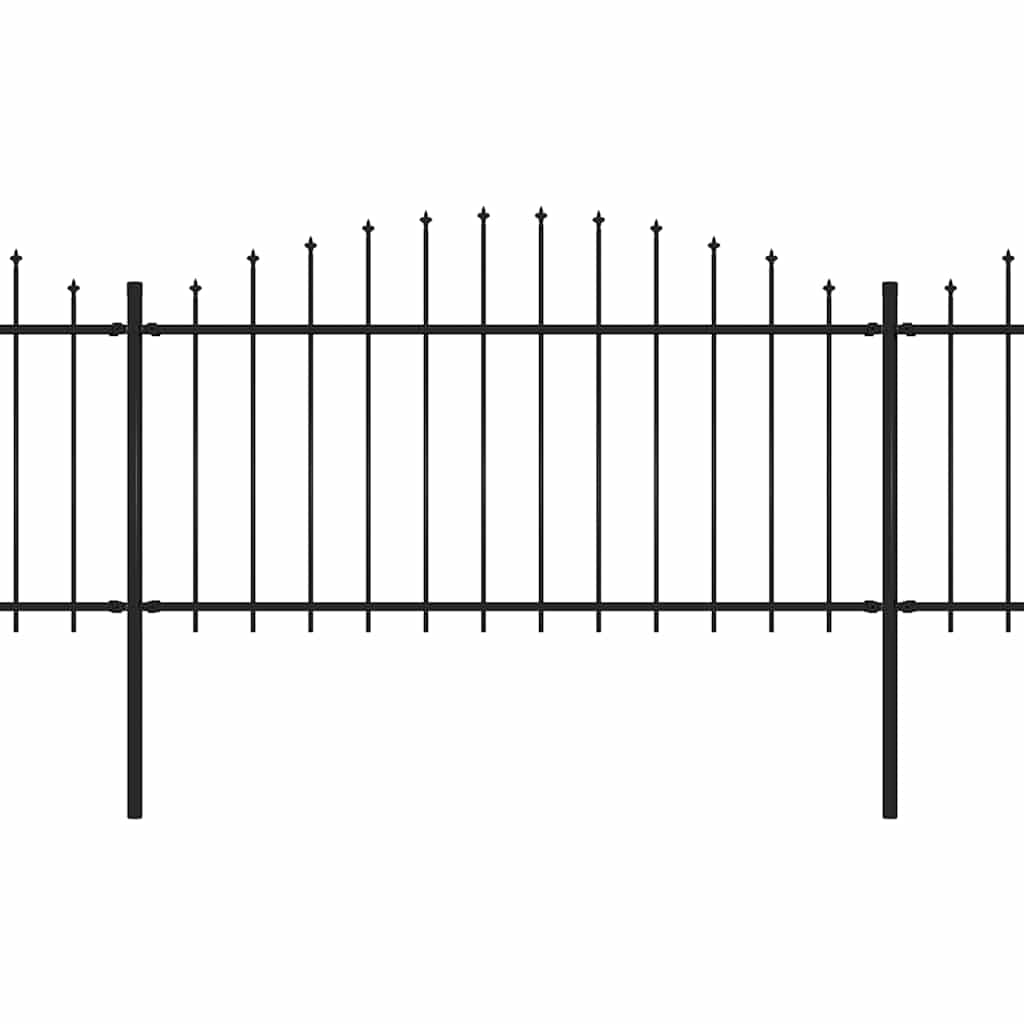 Garden Fence with Spear Top Steel 359x150 cm Black