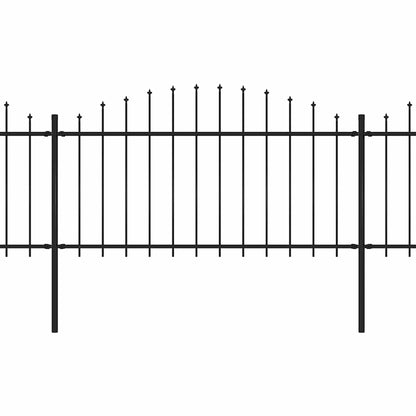 Garden Fence with Spear Top Steel 359x150 cm Black