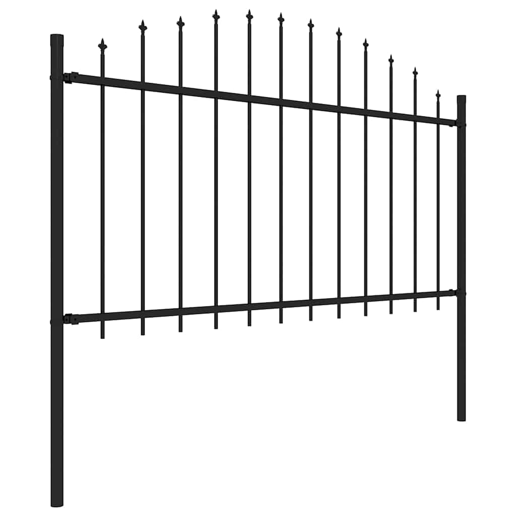 Garden Fence with Spear Top Steel 359x150 cm Black