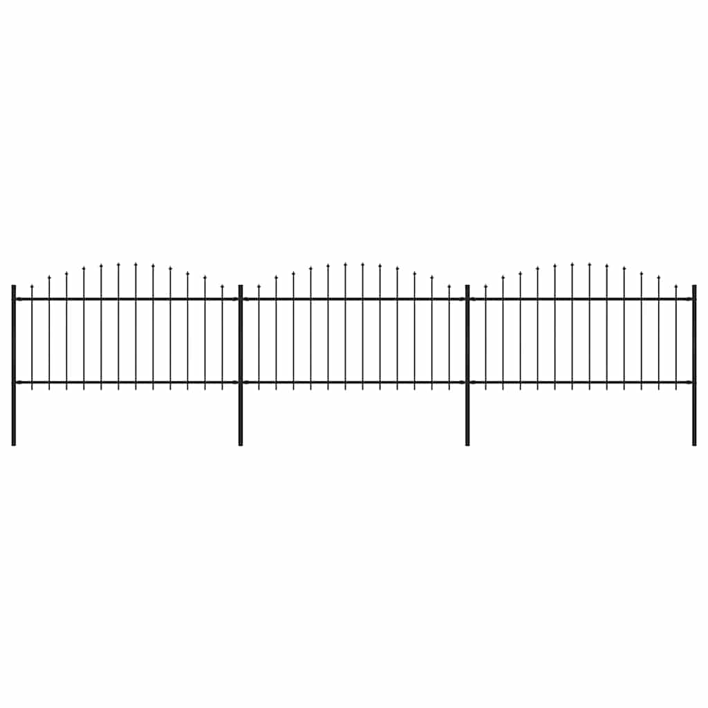 Garden Fence with Spear Top Steel 537x150 cm Black