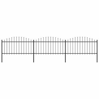 Garden Fence with Spear Top Steel 537x150 cm Black