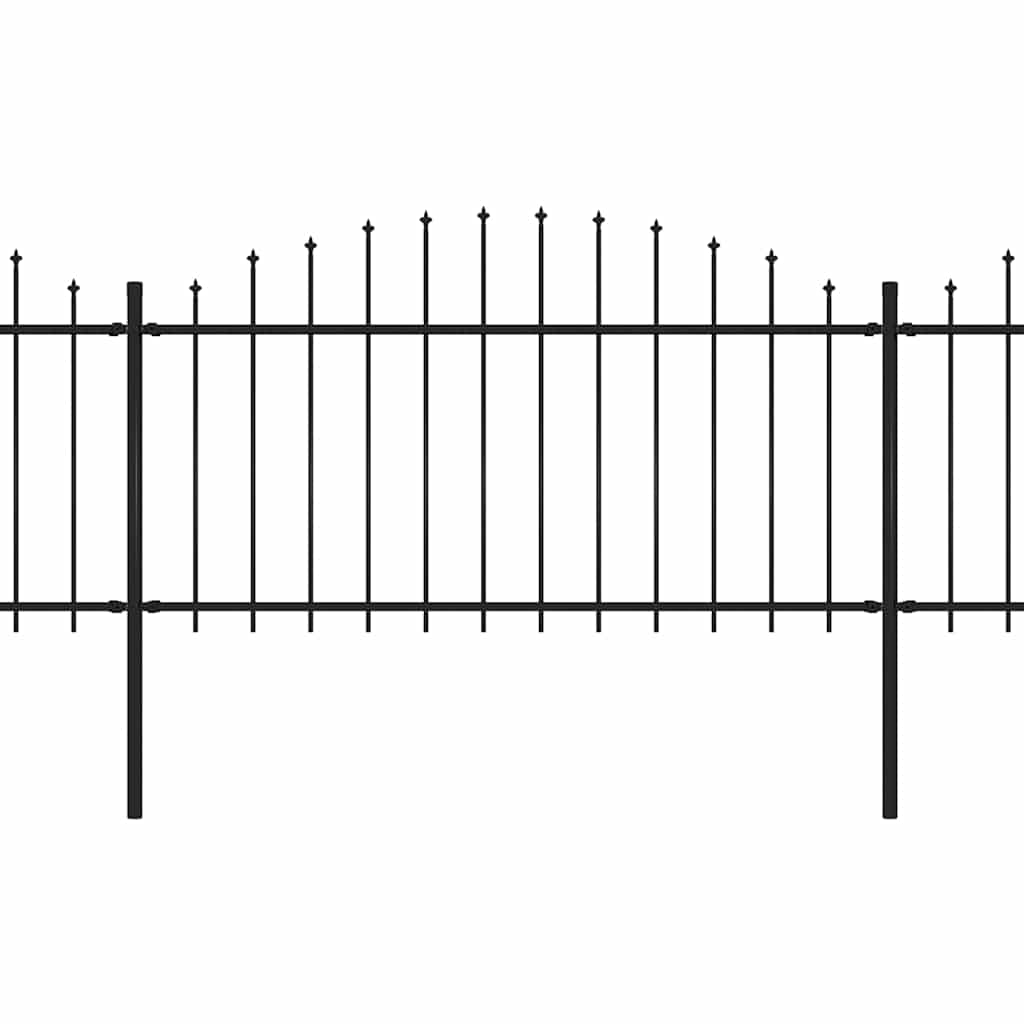 Garden Fence with Spear Top Steel 714.5x150 cm Black