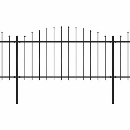 Garden Fence with Spear Top Steel 714.5x150 cm Black